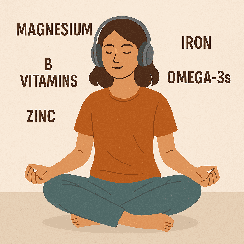 “Nourishing the nervous system: essential nutrients like magnesium, zinc, iron, B vitamins, and omega‑3 support focus and calm.”